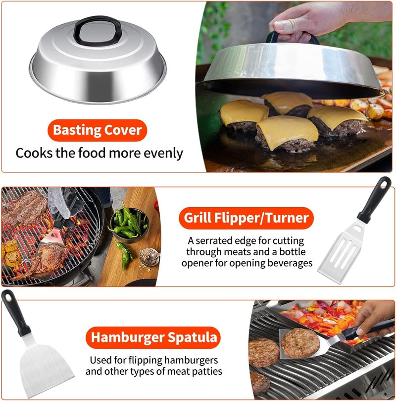 Aofmee 40 Pcs Griddle Accessories Kit, Flat Top Grill Accessories Set for Blackstone and Camp Chef, Griddle Tools Set with Spatula, Basting Cover, Scraper, Bottle, Tongs, Egg Ring for Outdoor BBQ and Camping - Image 5